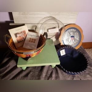 Complete LONGABERGER 2005 Inaugural Patriotic Basket Liner Protector Tie On Lid